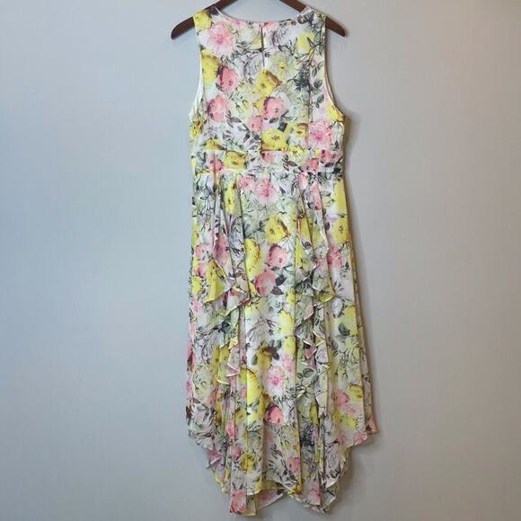 INC Floral Bouquet Lace Midi Dress Ruffle Handkerchief Sleeveless Trip 16 Plus - Picture 6 of 12